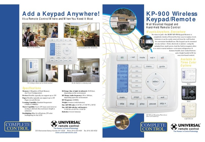 Universal Remote Control Complete Control KP-900 User manual Universal Remote Control Complete Control KP-900 User manual