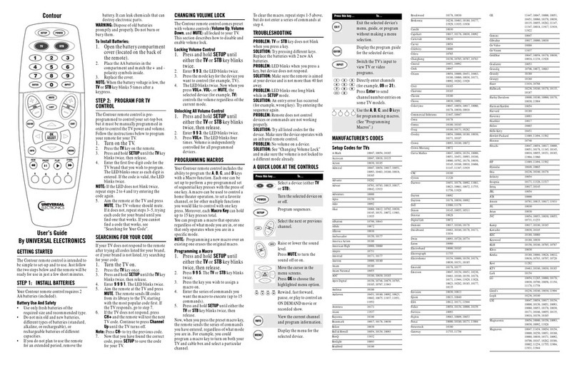 Universal Electronics Contour User manual