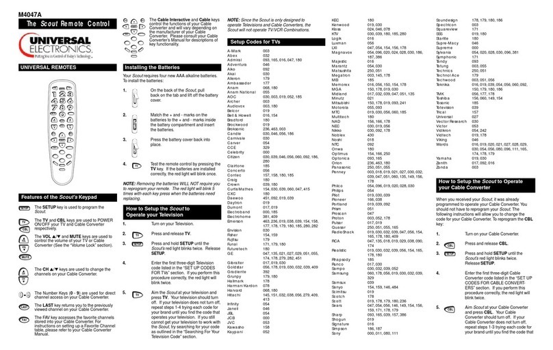 Universal Electronics SCOUT User manual