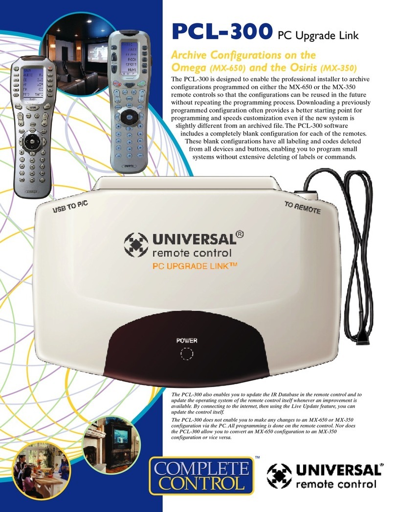 Universal Remote Control PCL-300 User manual