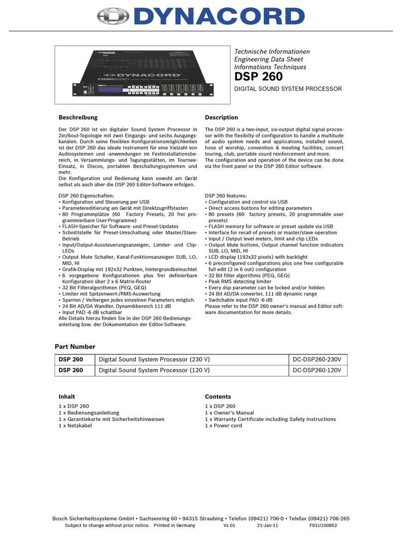 Dynacord DSP 260 Specifications