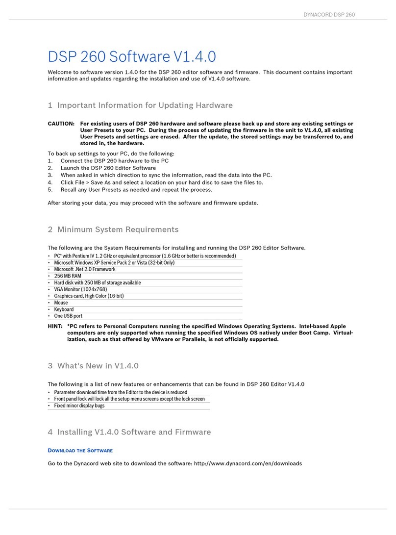Dynacord DSP 260 - SOFTWARE V1.4.0 manual