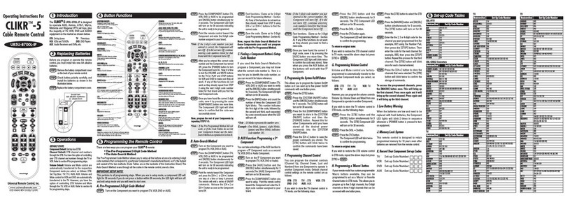 Universal Remote Control CLIKR-5 UR5U-8500 User manual