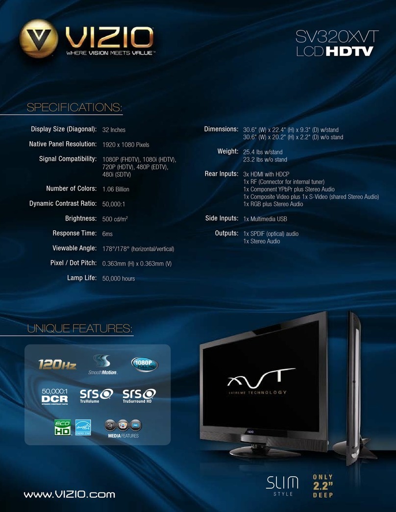 Vizio SV320XVT - 32" LCD TV User manual