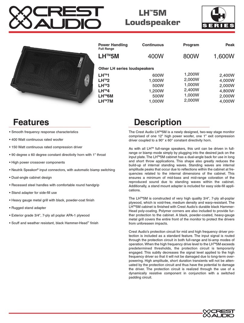 Crest Audio LH5M LOUDSPEAKER User manual
