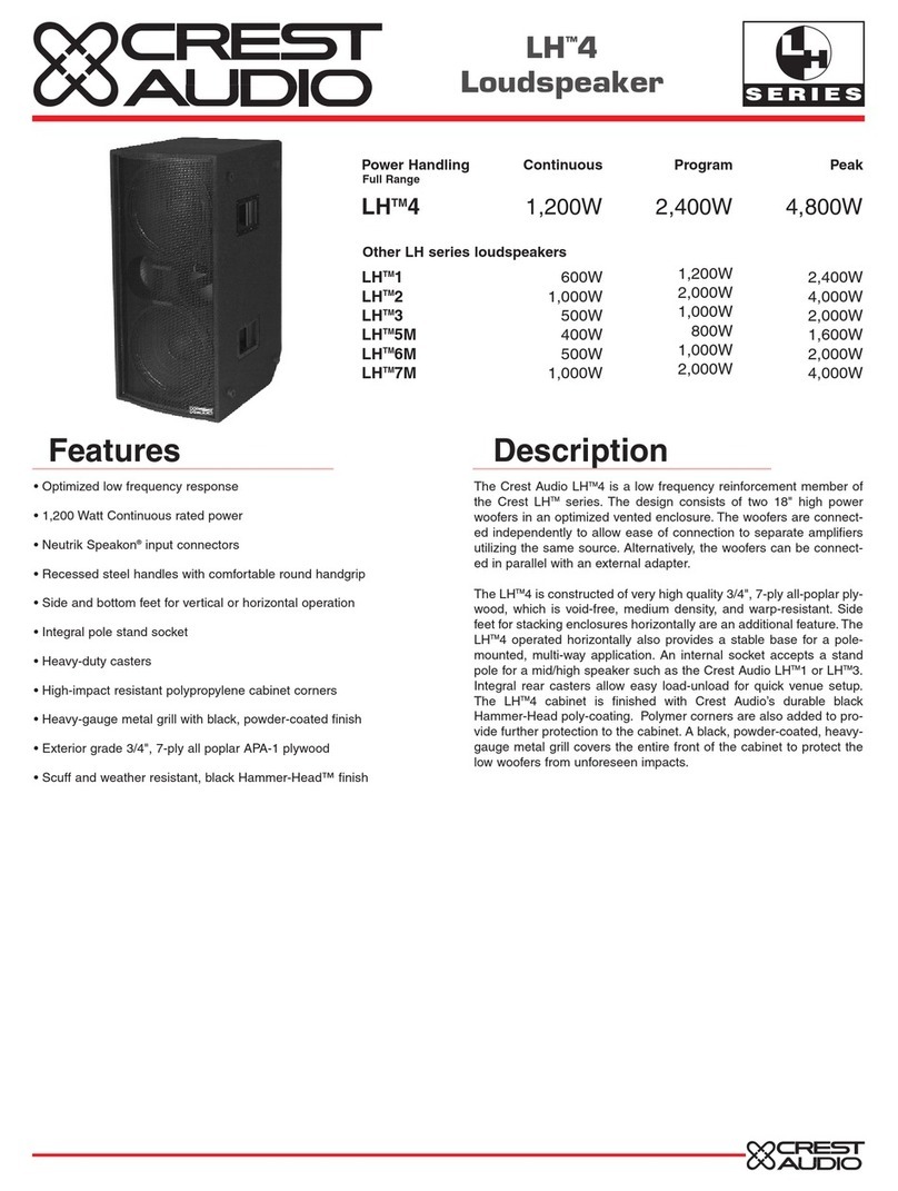 Crest Audio LH4 LOUDSPEAKER User manual