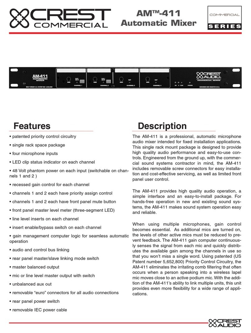 Crest Audio AM-411 AUTOMATIC MIXER User manual