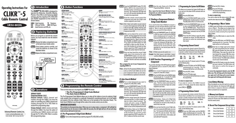 Universal Remote Control UR5U-8820L User manual Universal Remote Control UR5U-8820L User manual