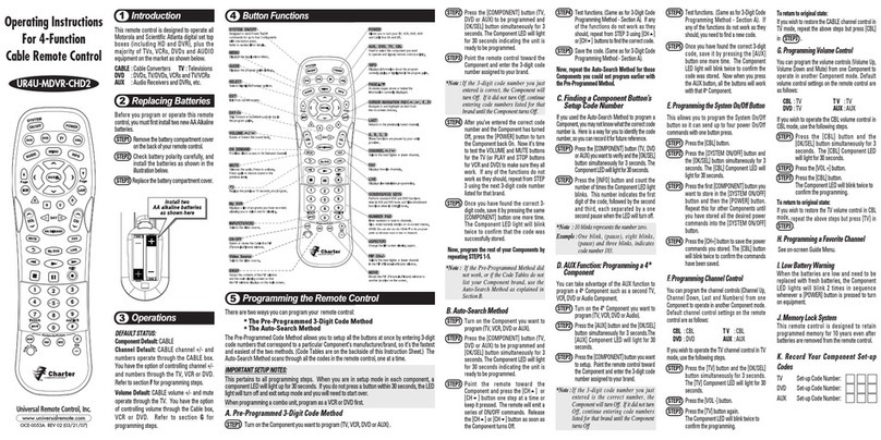 Universal Remote Control UR4U-MDVR-CHD2 - MOTOROLA AND SCIENTIFIC ATLANTA... User manual