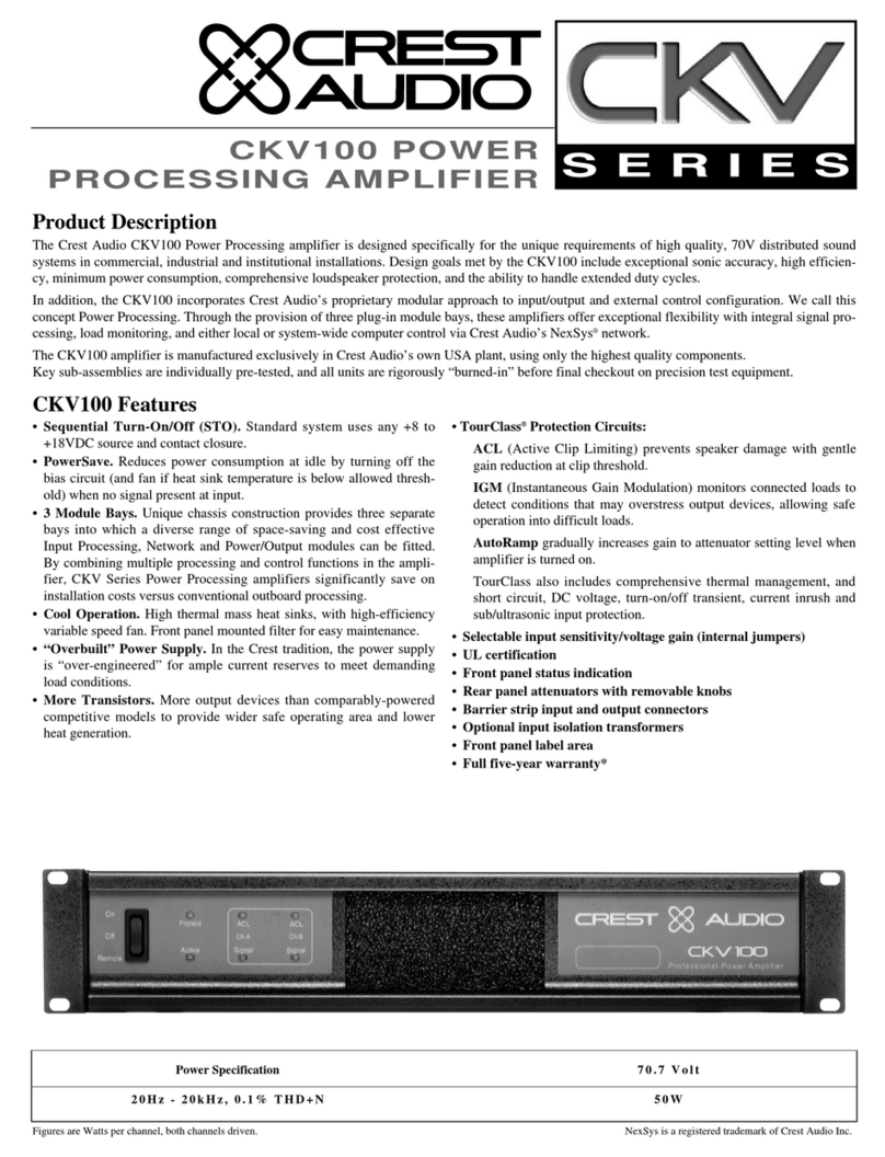 Crest Audio CKV100 Specifications