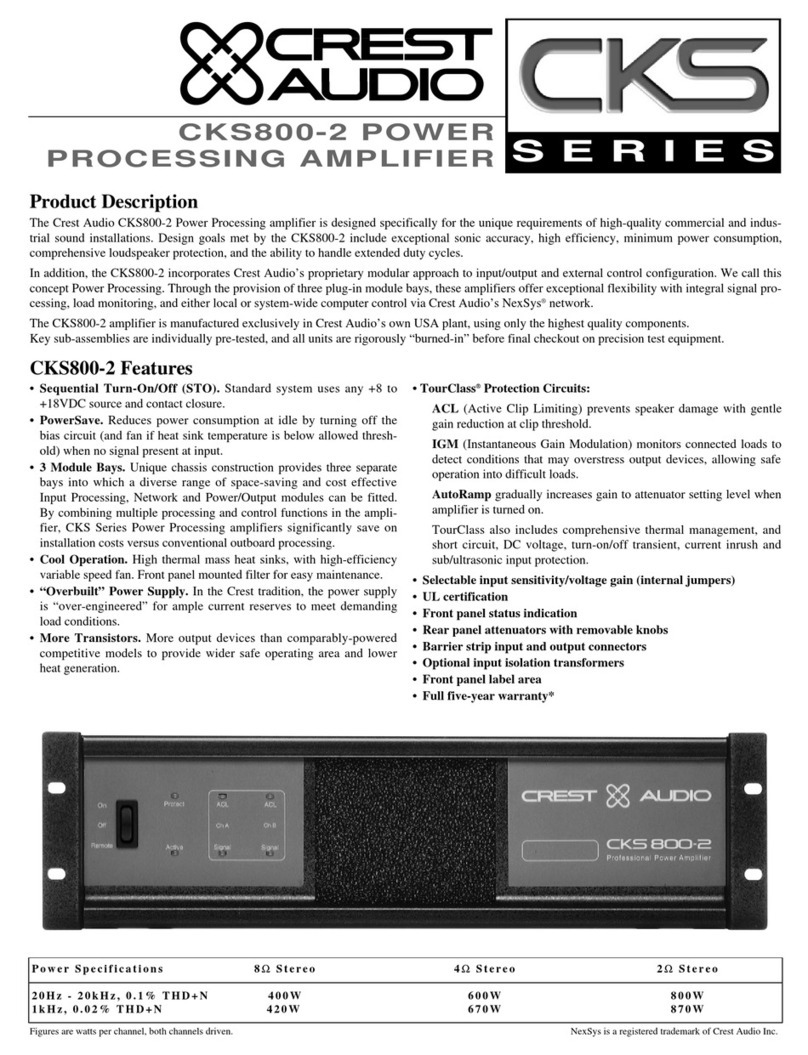 Crest Audio CKS800-2 User manual