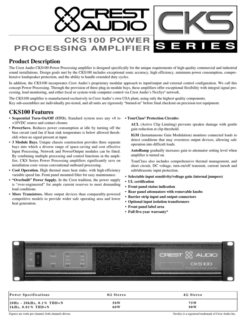 Crest Audio CKS100 Specifications