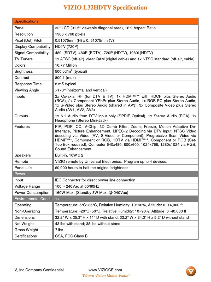 Vizio L32HDTV10A User manual Vizio L32HDTV10A User manual