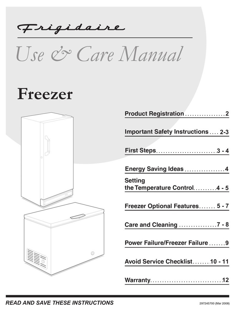 Frigidaire FFU17F5HB - 16.7 Cu. Ft. Upright Freezer use and care manual