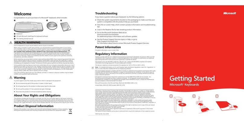 Microsoft 4000 - Natural Ergo Keyboard Getting started guide