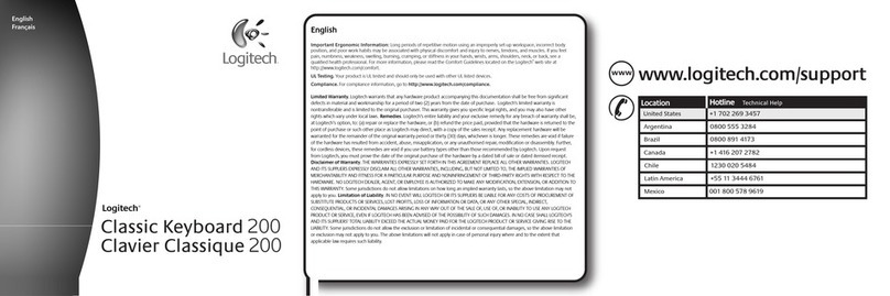 Logitech 968019-0403 - Classic Keyboard 200 Wired Use and maintenance manual