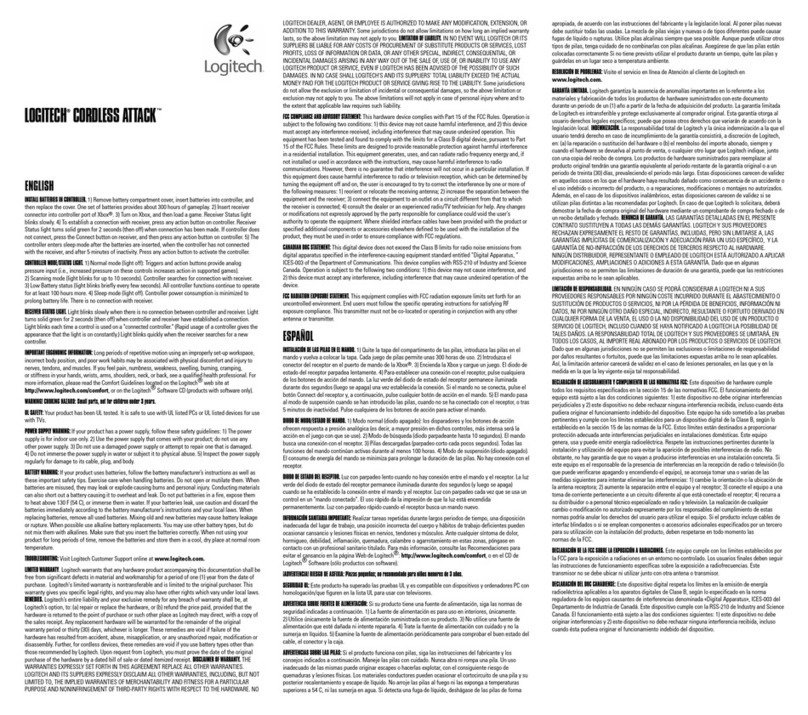 Logitech 963342-0403 - Cordless Attack Controller User manual Logitech 963342-0403 - Cordless Attack Controller User manual