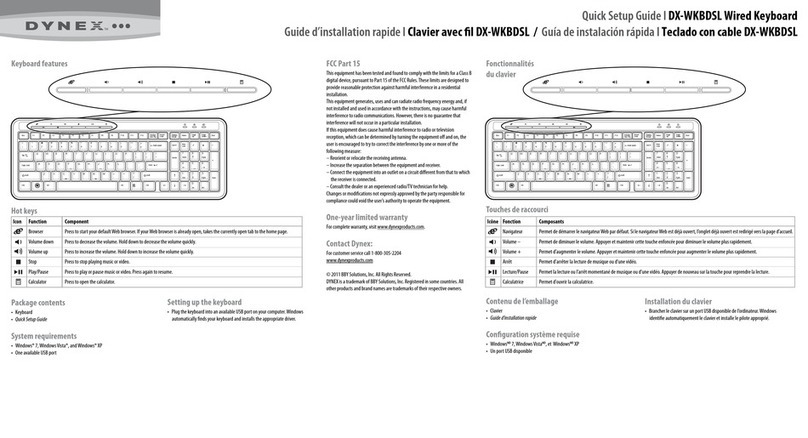 Dynex DX WKBD - Multimedia Keyboard Wired Quick setup guide