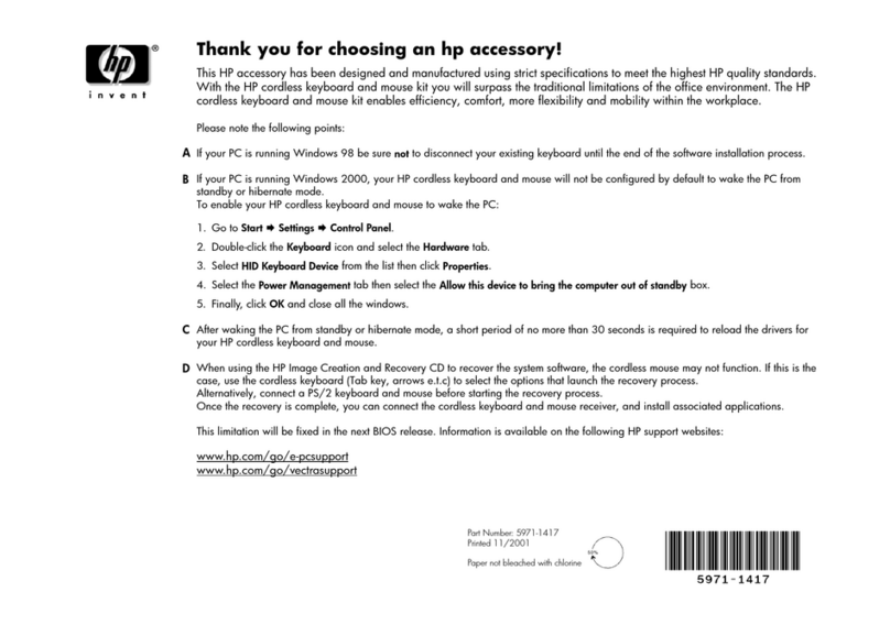 HP P5911A - Cordless Keyboard And Mouse User manual