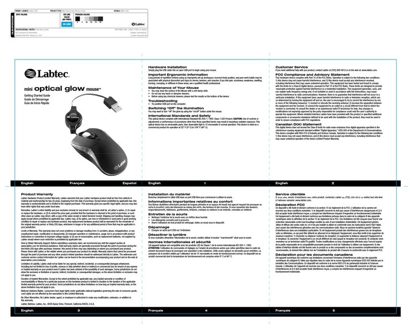 LABTEC MINI OPTICAL GLOW MOUSE User manual LABTEC MINI OPTICAL GLOW MOUSE User manual