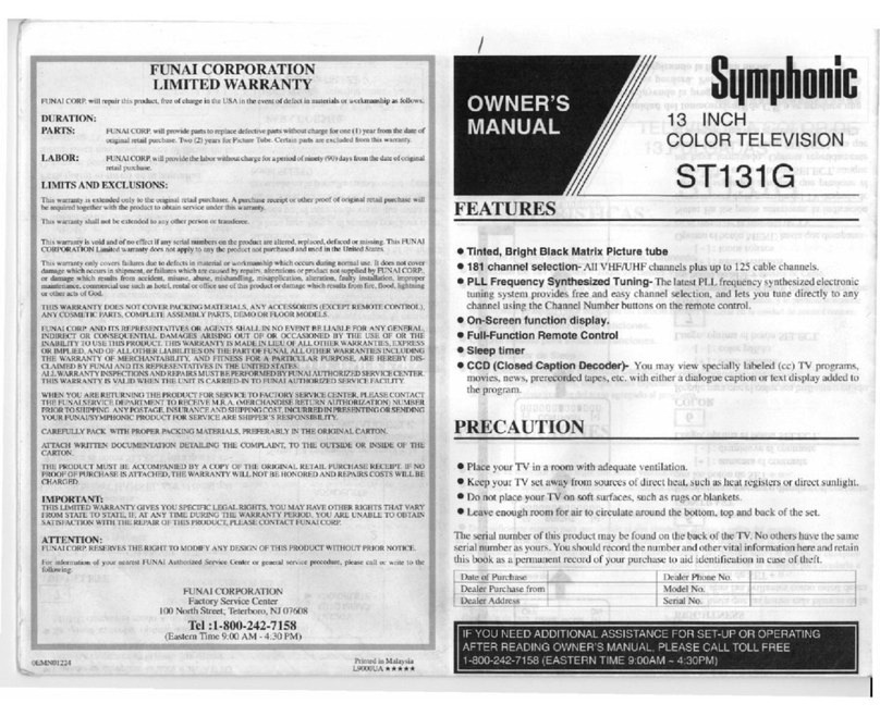 Symphonic ST131G User manual