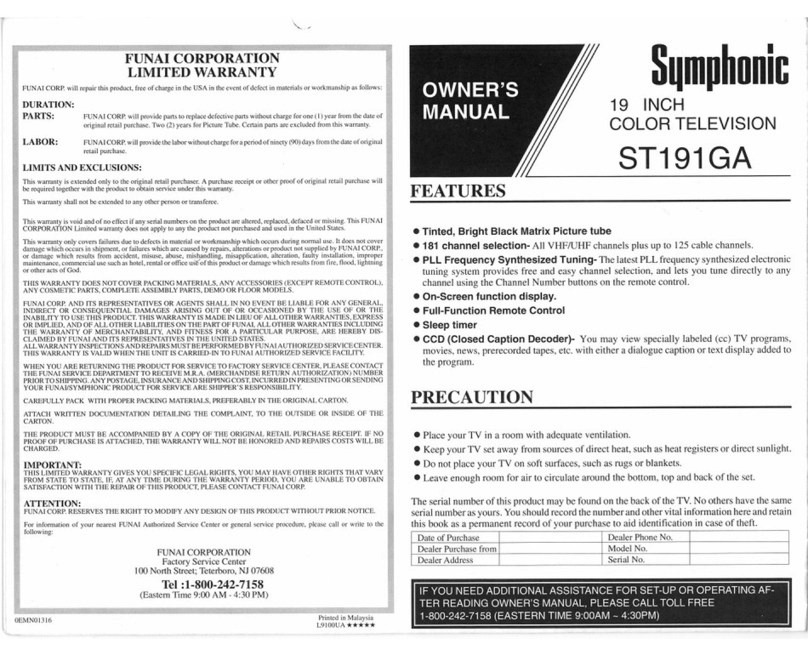 Symphonic ST191GA owner's manual
