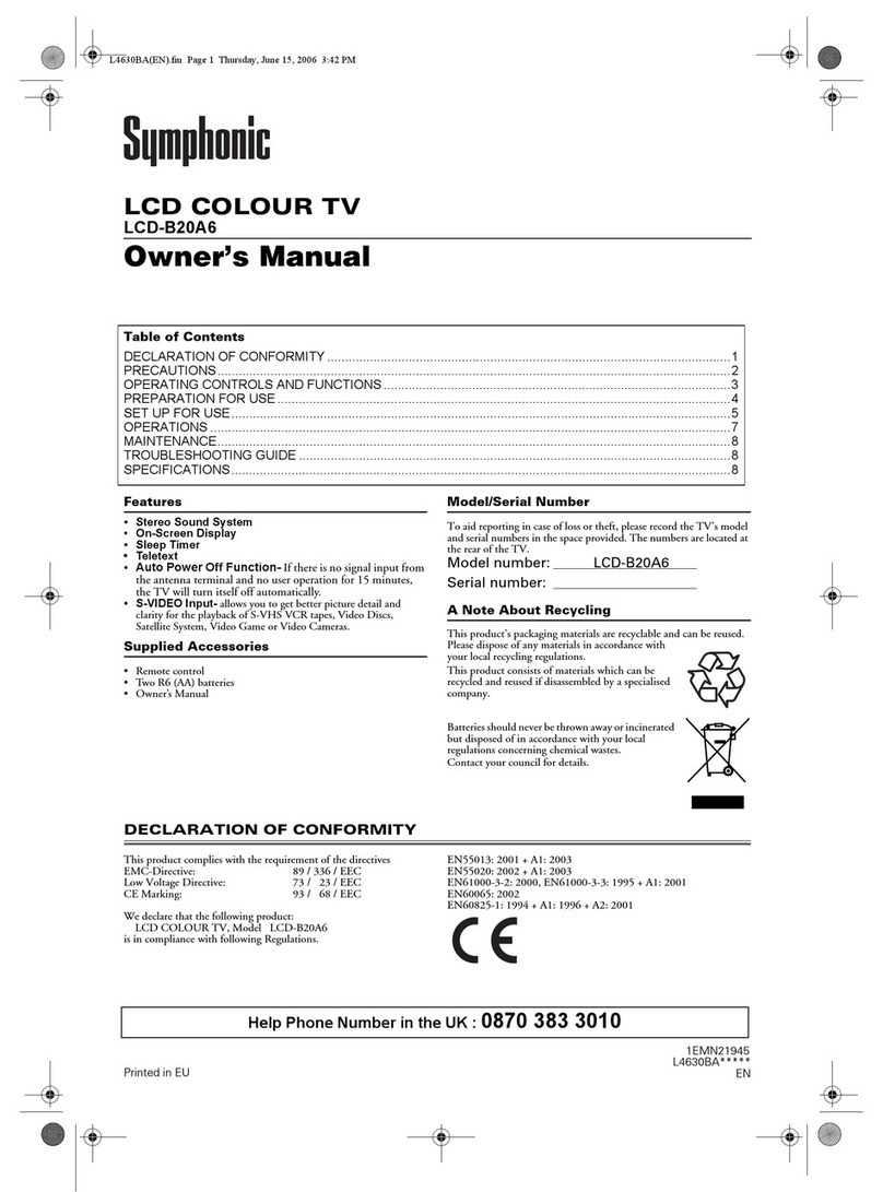 Symphonic LCD-B20A6 owner's manual