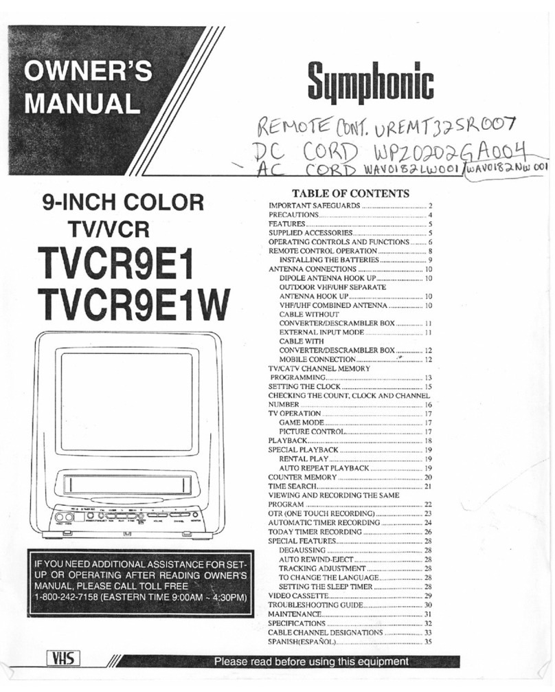 Symphonic TVCR9E1W User manual Symphonic TVCR9E1W User manual