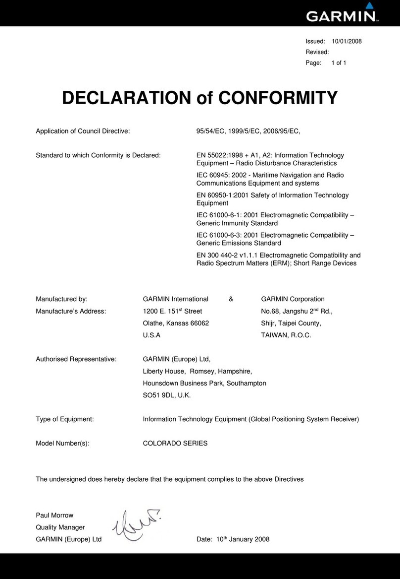 Garmin Colorado 300 - Hiking GPS Receiver Declaration of conformity