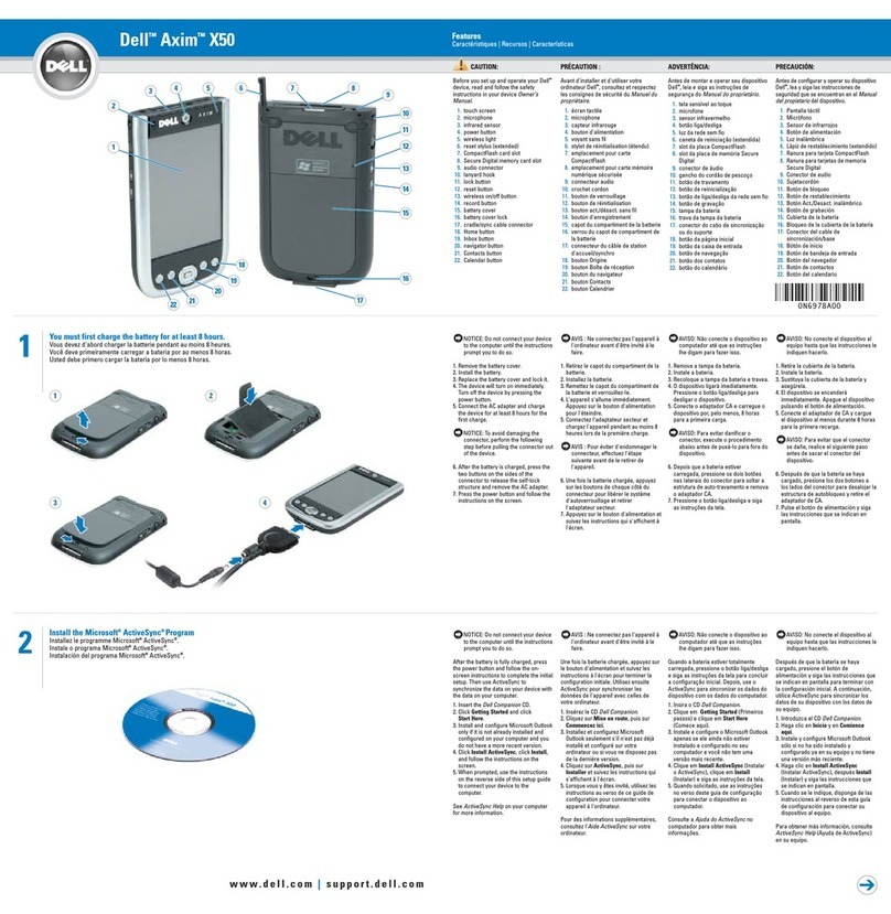Dell AXIM X50 quick start guide