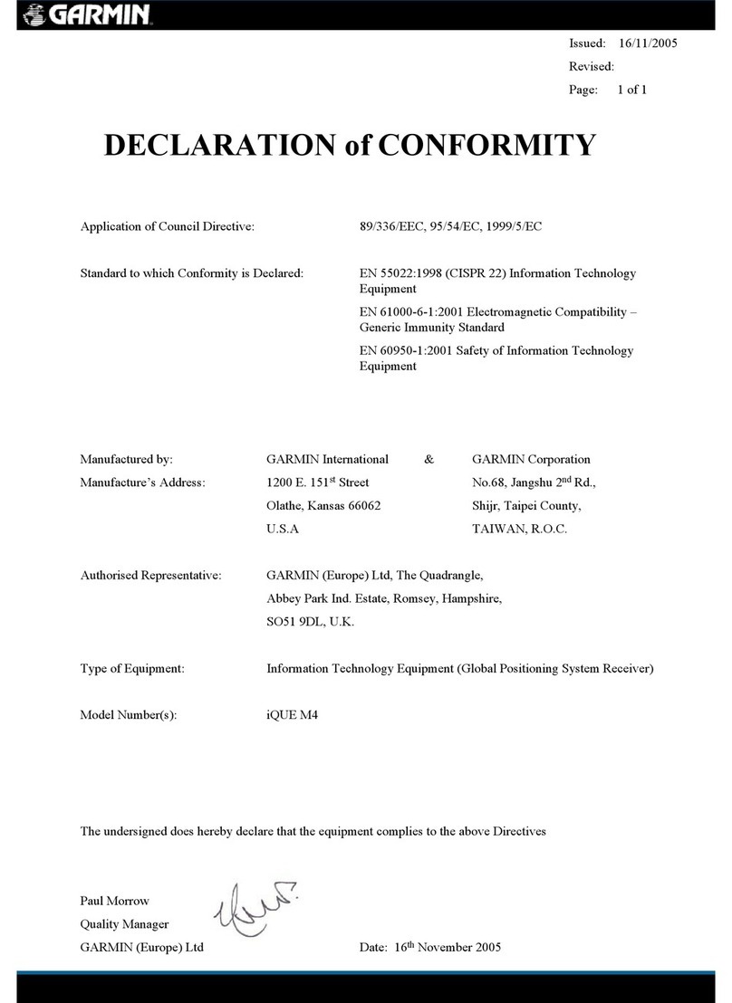 Garmin iQue M4 - Win Mobile Declaration of conformity
