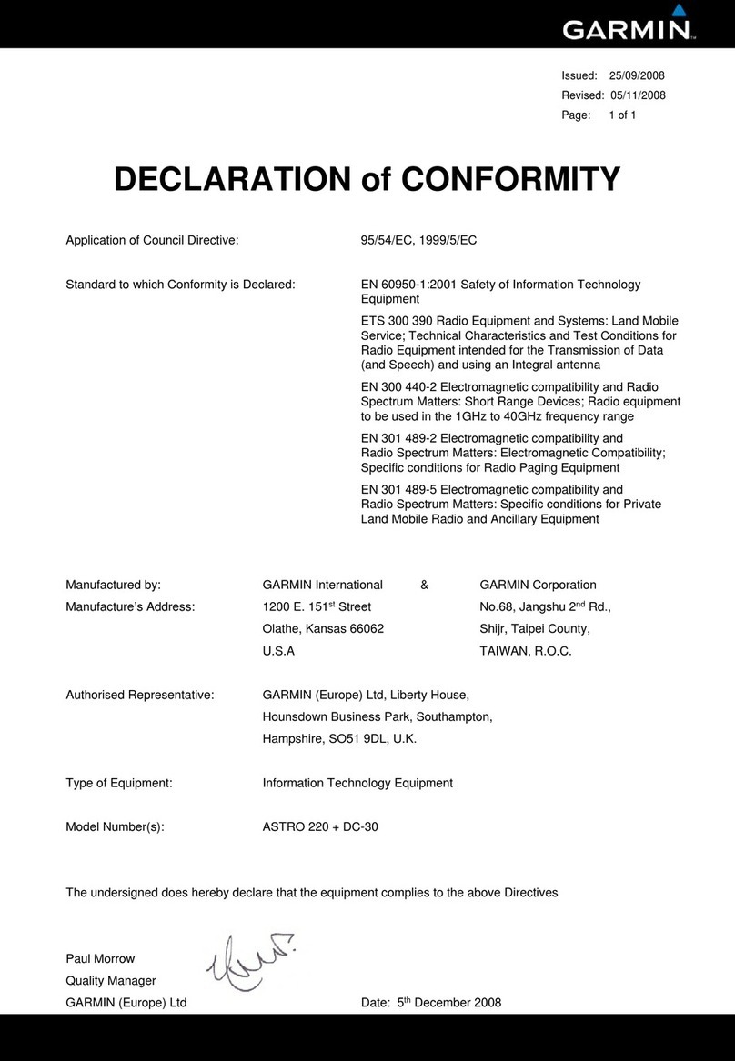 Garmin Astro Declaration of conformity