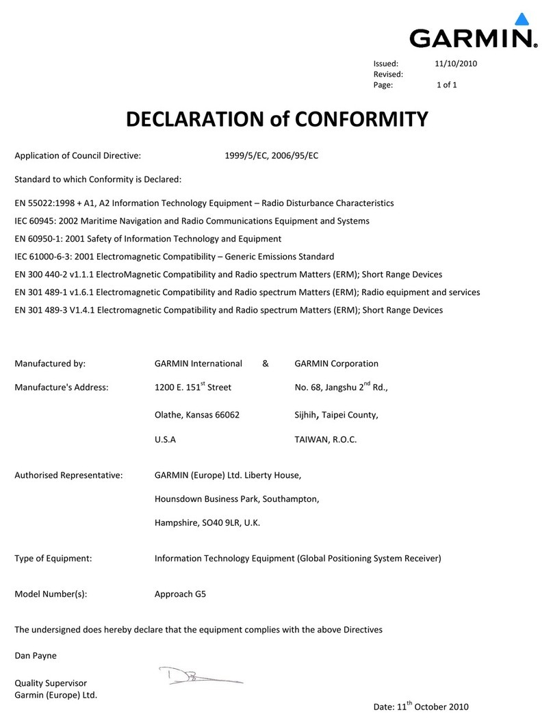 Garmin Approach G5 North and Latin America Declaration of conformity