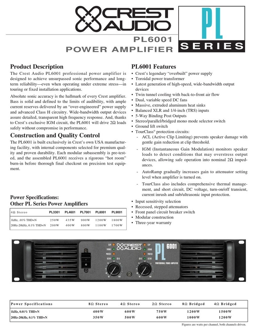 Crest Audio PL6001 Specifications