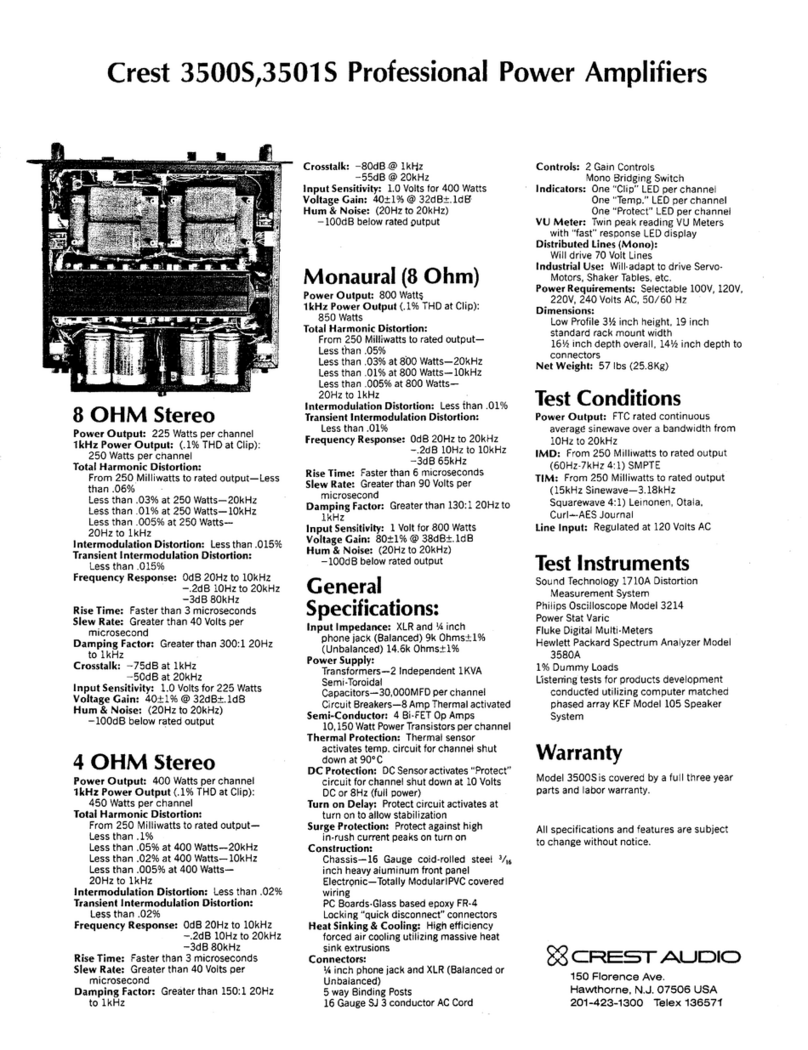 Crest Audio P3500S User manual