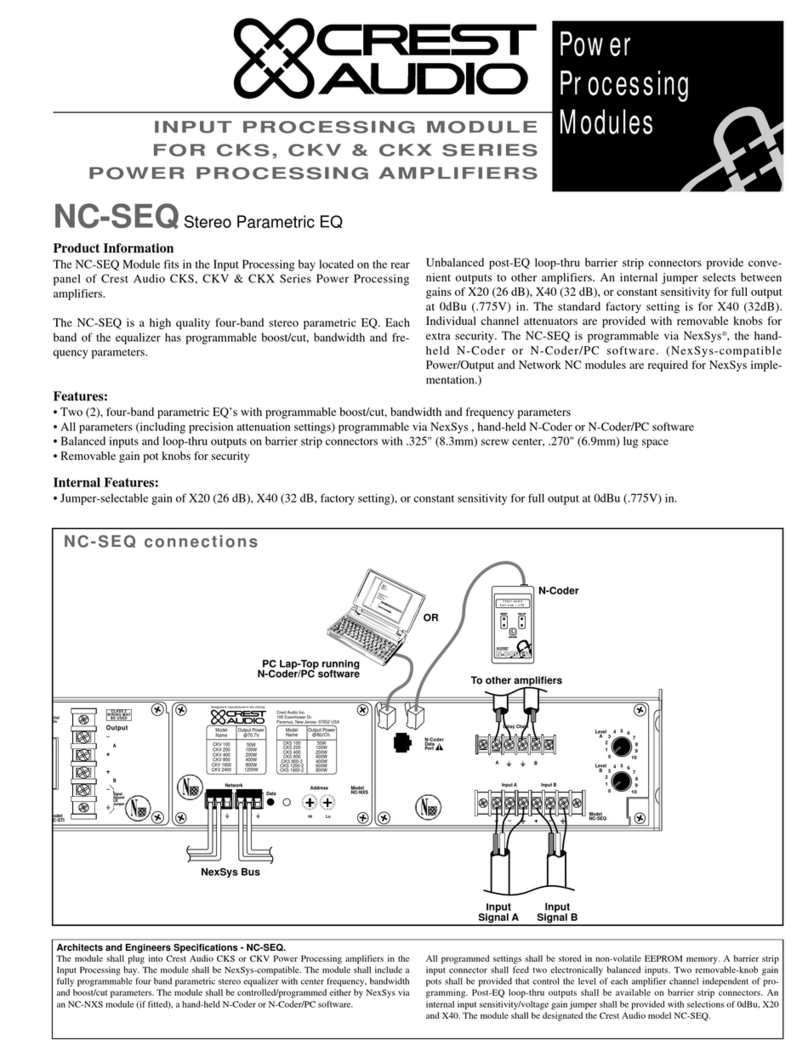 Crest Audio NC-SEQ - TECHNICAL Instruction manual