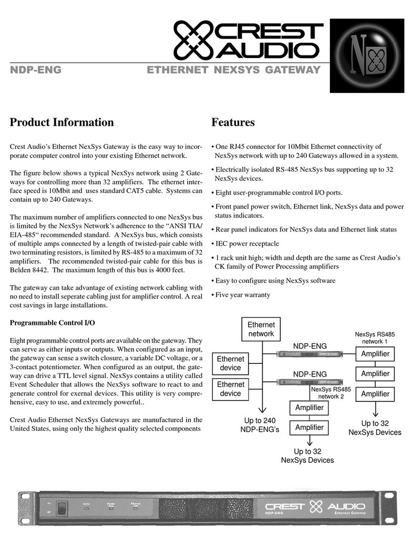 Crest Audio NDP-ENG ETHERNET NEXSYS GATEWAY Specifications Crest Audio NDP-ENG ETHERNET NEXSYS GATEWAY Specifications