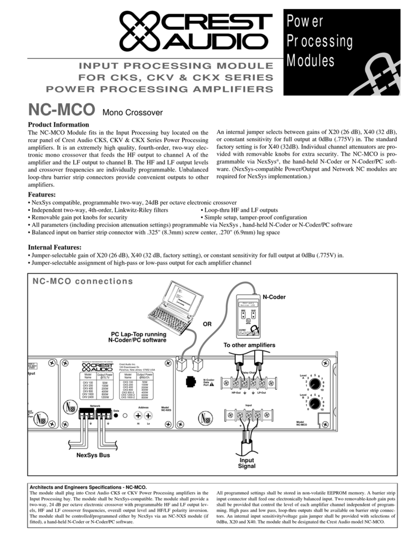 Crest Audio NC-MCO - TECHNICAL Instruction manual