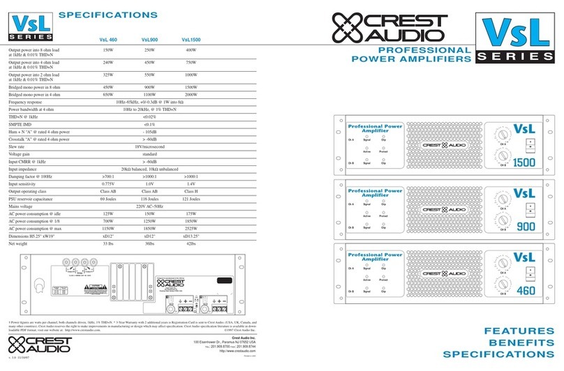 Crest Audio VSL 1500 Instruction manual