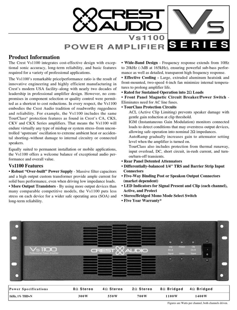 Crest Audio VS1100 Specifications