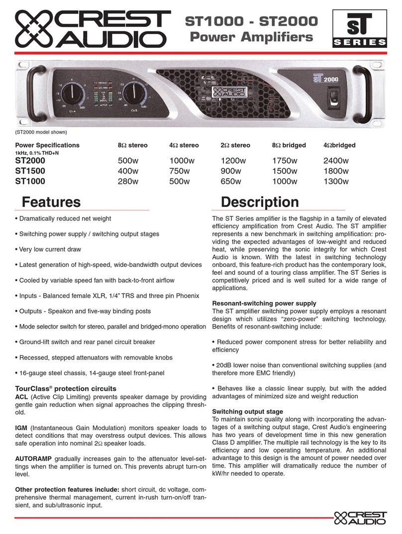 Crest Audio ST1000 Specifications