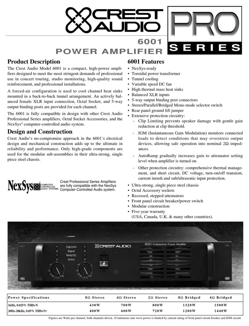 Crest Audio PRO SERIES 6001 Specifications