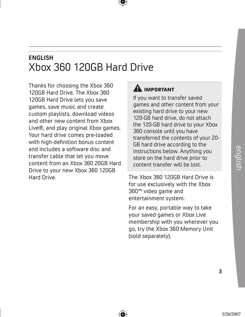 XBOX 9Z6-00001 -  360 Hard Drive 120 GB Removable user guide