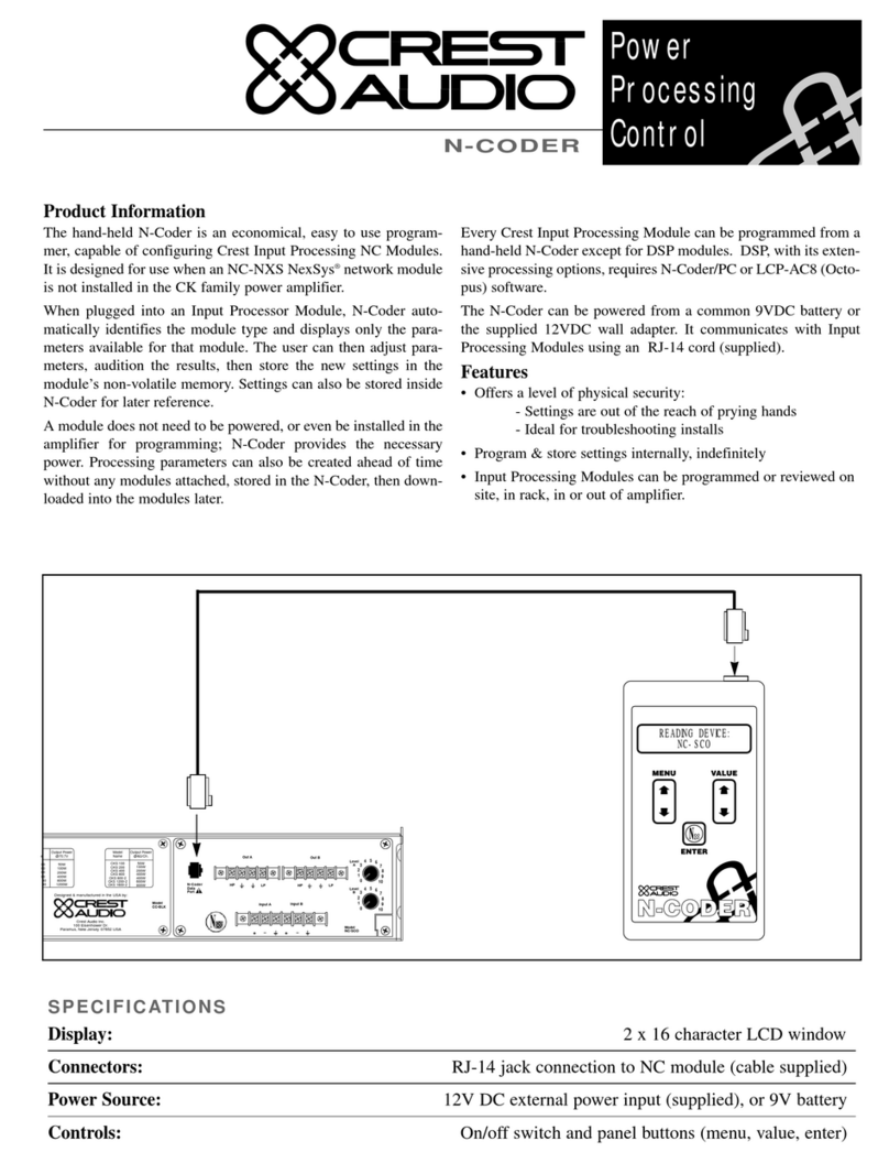 Crest Audio N-CODER Specifications