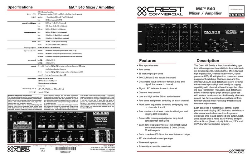 Crest Audio MA 540 User manual