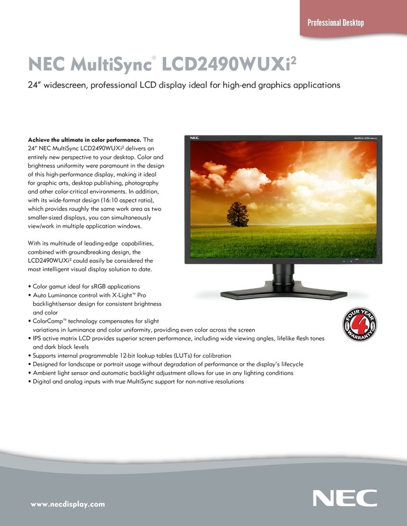 NEC LCD2490WUXI2-BK - MultiSync - 24" LCD... User manual NEC LCD2490WUXI2-BK - MultiSync - 24" LCD... User manual