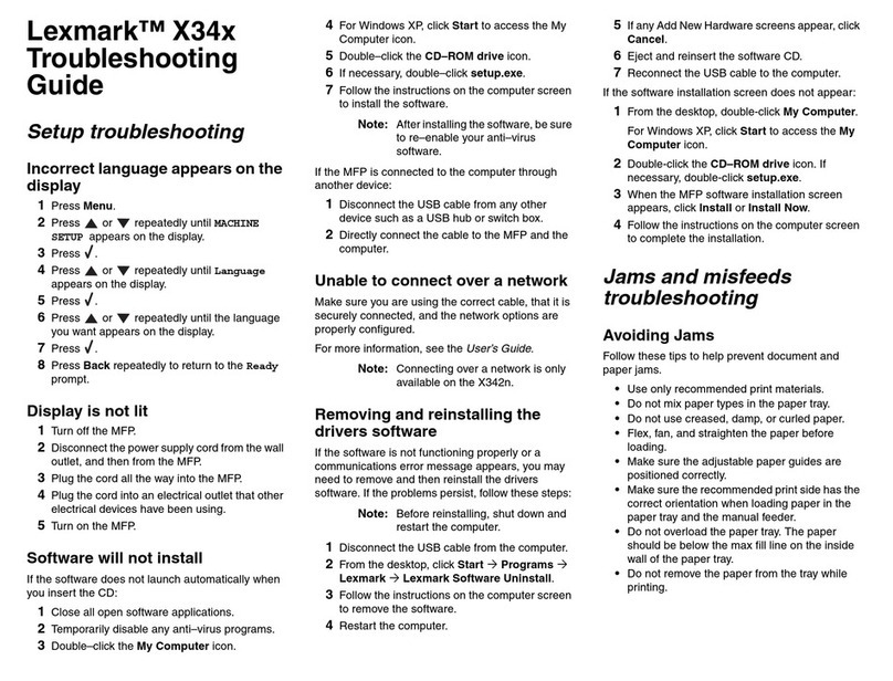 Lexmark 20D0000 - X 340 MFP B/W Laser User manual