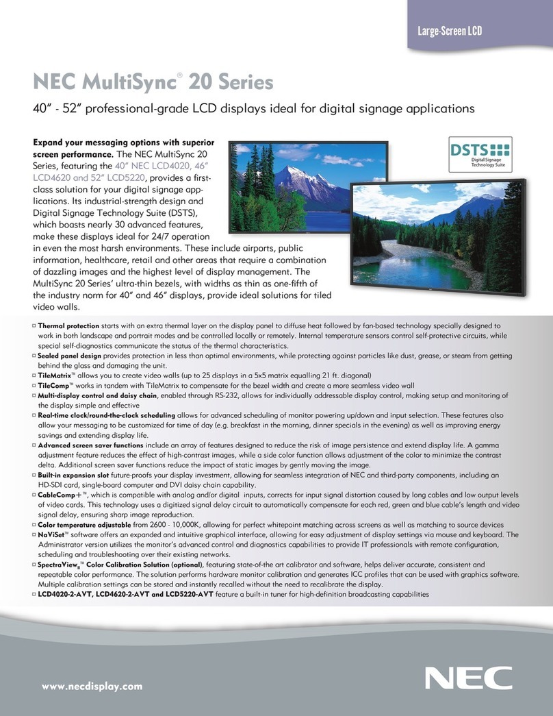 NEC LCD4020-BK-AV - 40IN LCD 1200:1 1366X768 60HZ Dvi-d... User manual
