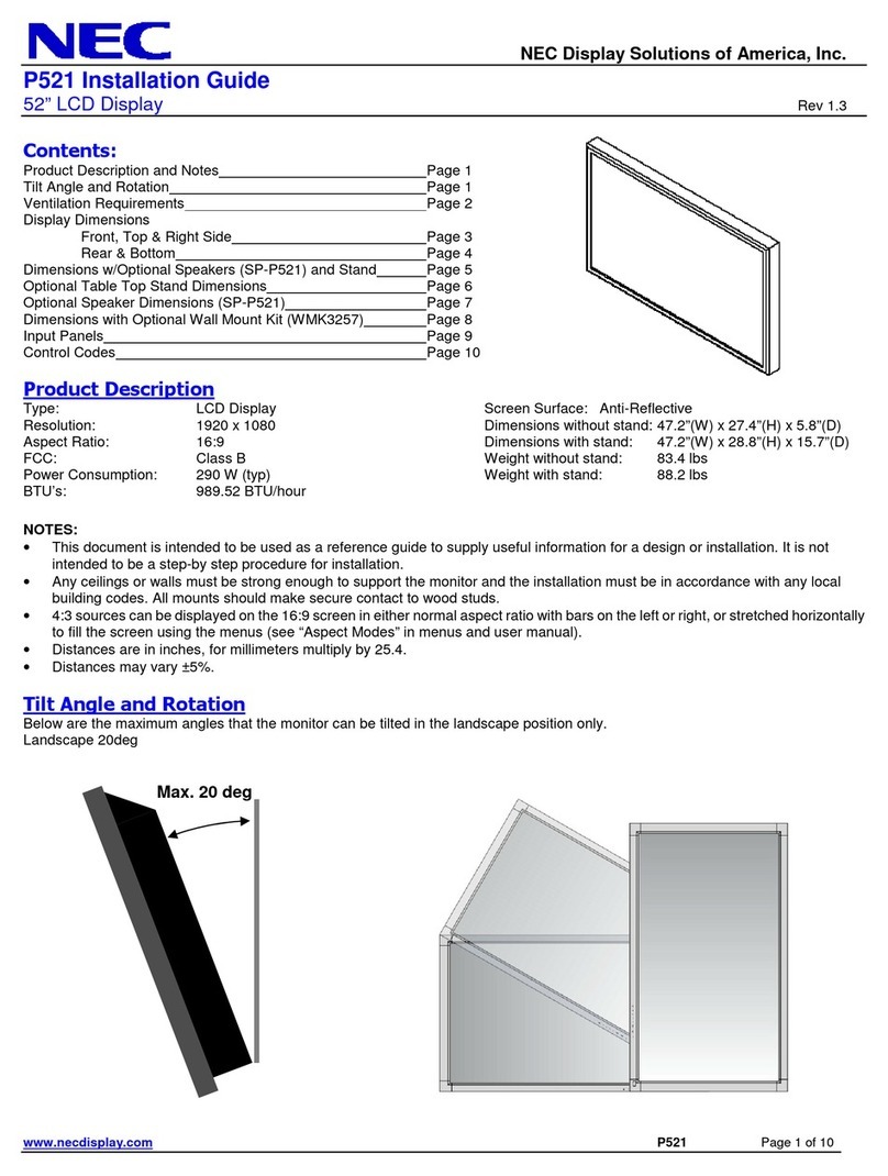 NEC MultiSync P521 User manual