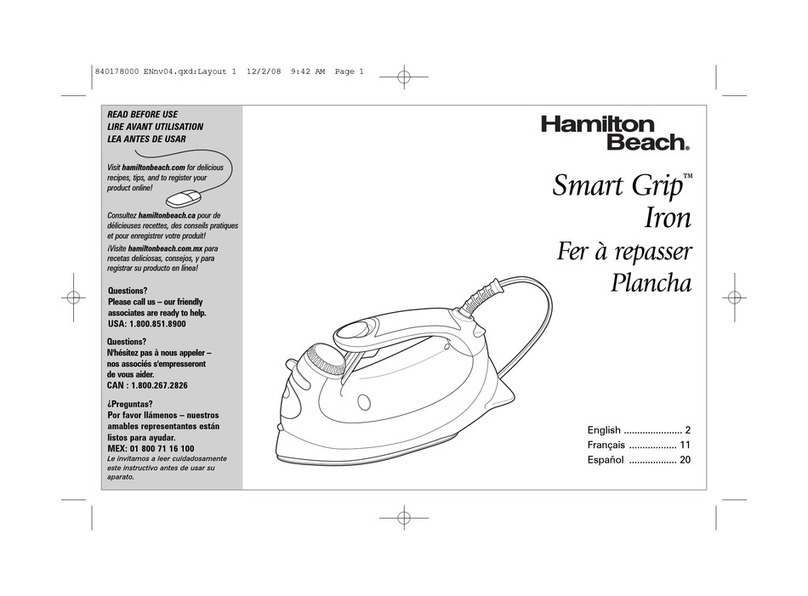 Hamilton Beach 14431 - Smart Grip Iron use & care